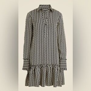 NWT J. Crew Amelia Popover Shirtdress in chain print.